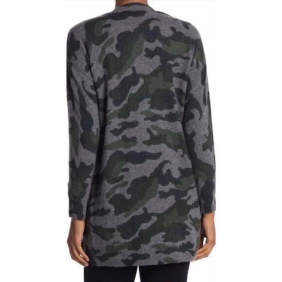 Magaschoni 100% Cashmere Cardigan Women's Medium Gray Green Camo Acubi Sweater - Picture 4 of 10